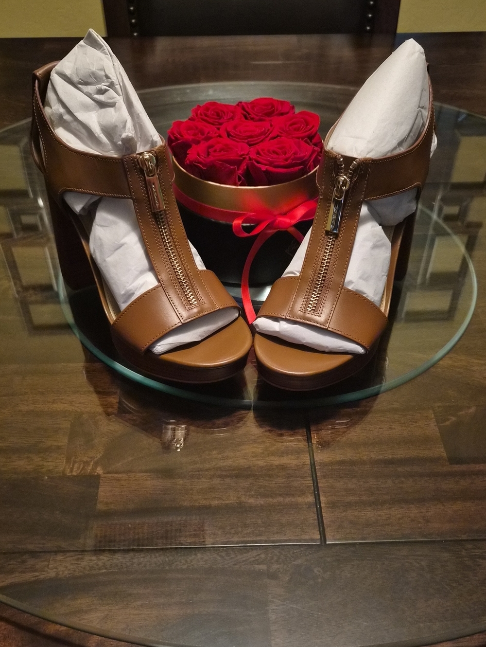 MICHAEL Michael Kors Brown Open-Toe Zip-Front Chunky Heels